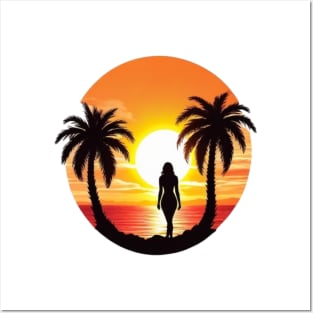 girl with sun, beach and sand Posters and Art